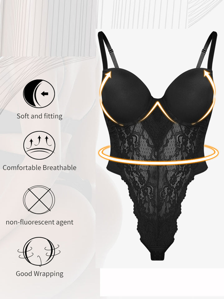 Breathable Lace Waist Compression Camisole Bodysuit