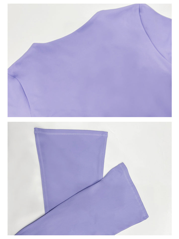 Seamless Full-Body Long-Sleeve Yoga One-Pieces with Square Neckline