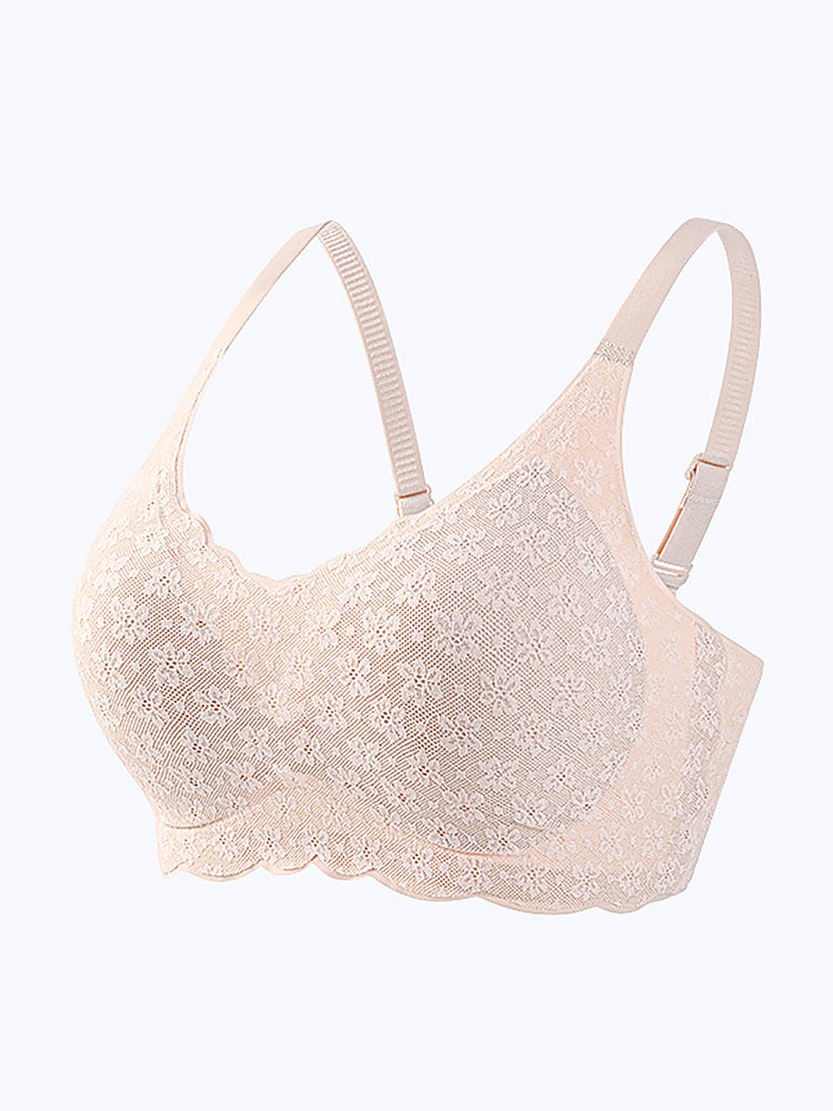 Romantic Floral Lace Side Support Wireless Bra