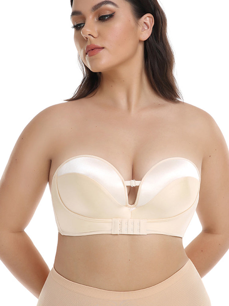 Push Up Lingerie Nonslip Bandeau Front Buckle Lift Strapless Bras