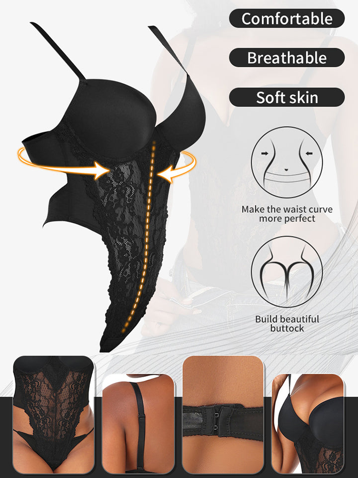 Breathable Lace Waist Compression Camisole Bodysuit