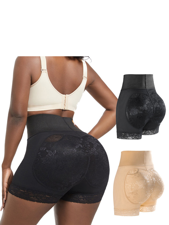 High Waist Lace Trim Butt-enhancing Shaping Shorts