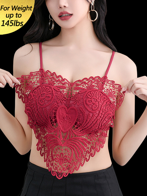 Heart-shaped Embroidered Slim-fitting Hollow Tank Top Bra