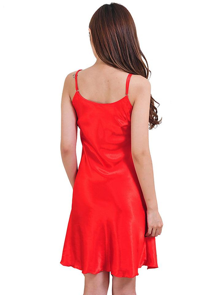 V Neck Knee Length Thin Sling Satin Nightdress