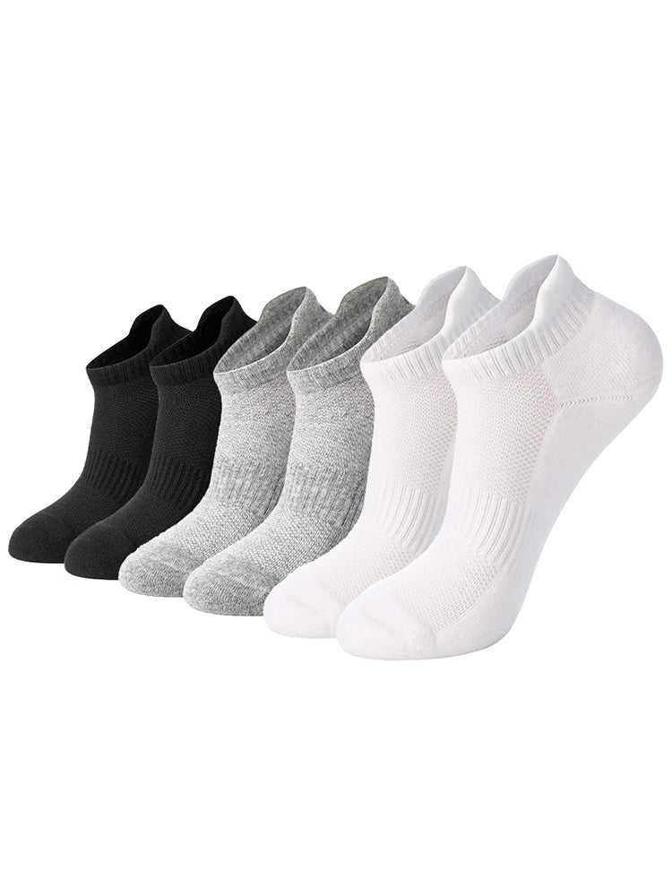 6 Pairs of Solid Color Casual Short Cotton Sports Socks