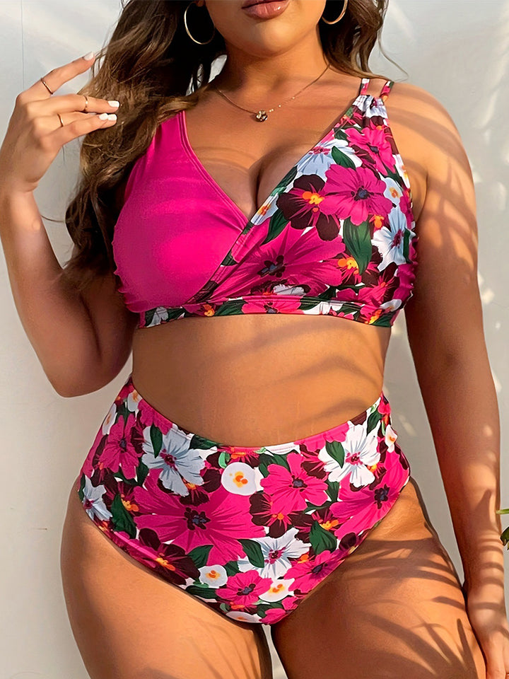 Sexy Floral Print Bikini Set - 2-Piece Open Back Swimsuit