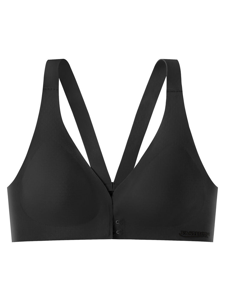 Comfort V-neck Front Closure Wireless Bras with Removable Chest Pad