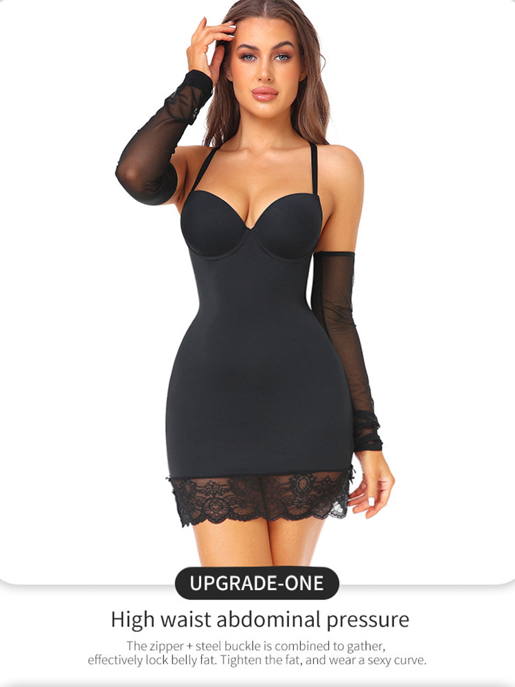 Sexy Backless Lace Tight Wrap Hip Suspender Dress