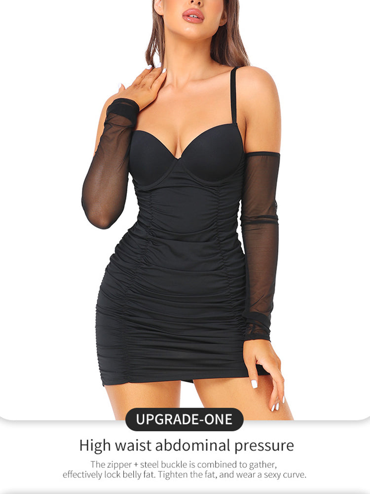 Women Sexy Party Tight Dress Pleated Wrap Hip Skirt Dress