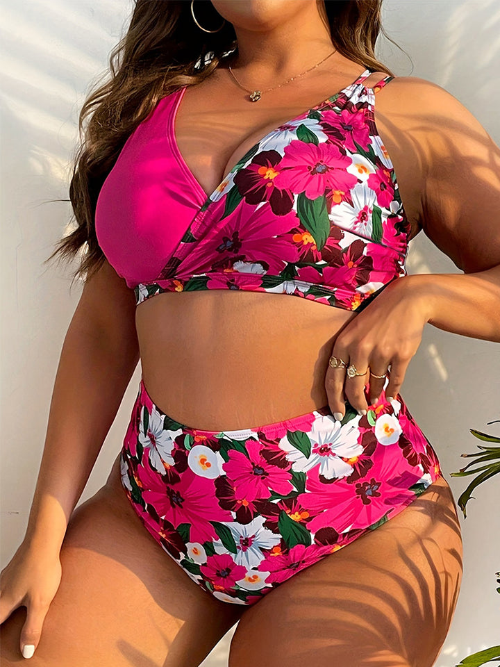 Sexy Floral Print Bikini Set - 2-Piece Open Back Swimsuit
