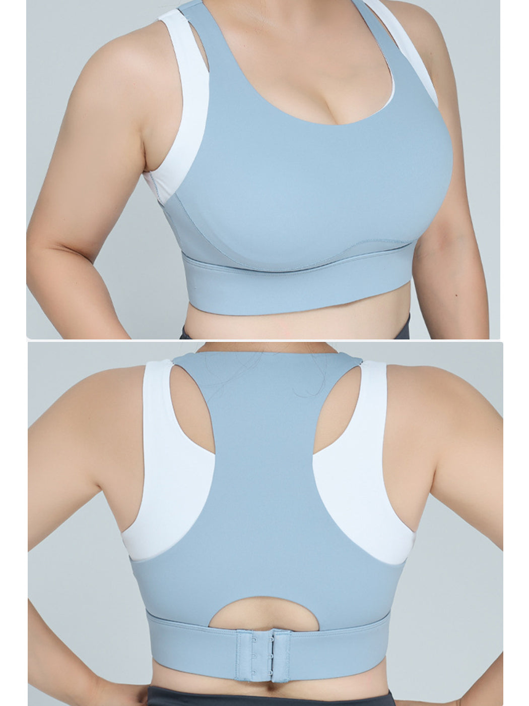 High-Impact Shockproof Fitness Sports Bra with Faux Two-Piece Design