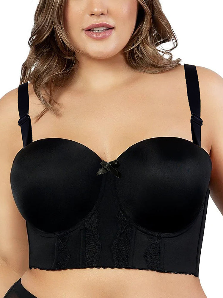 Women Strapless Longline Push Up Underwire Bra
