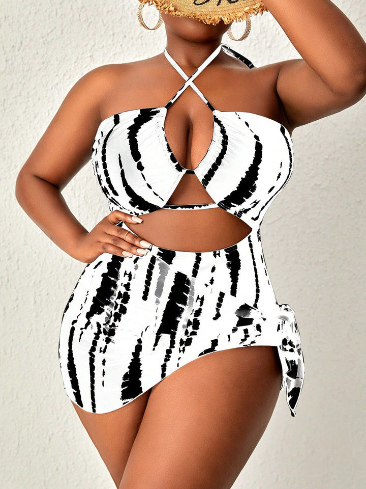 Sexy Hollow Out Halter Neck Two-Piece Swimsuit