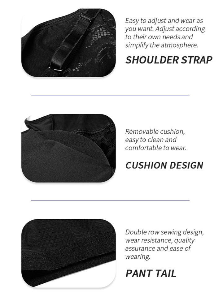 Women's Lace V Neck Corset Hip Enhancer Shapewear Bodysuit