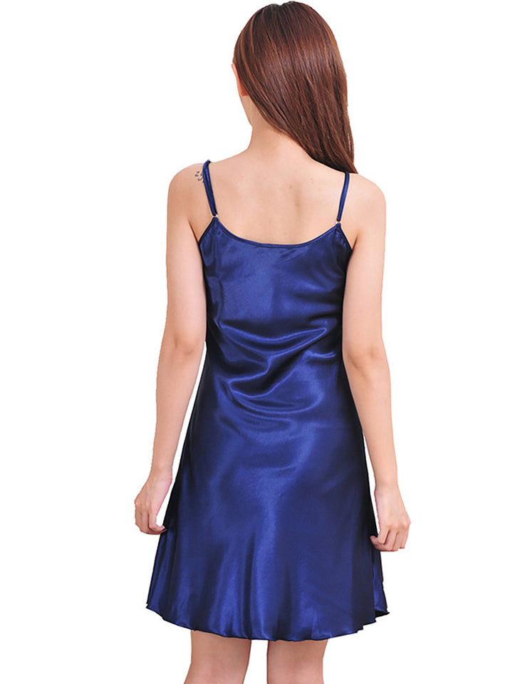 V Neck Knee Length Thin Sling Satin Nightdress