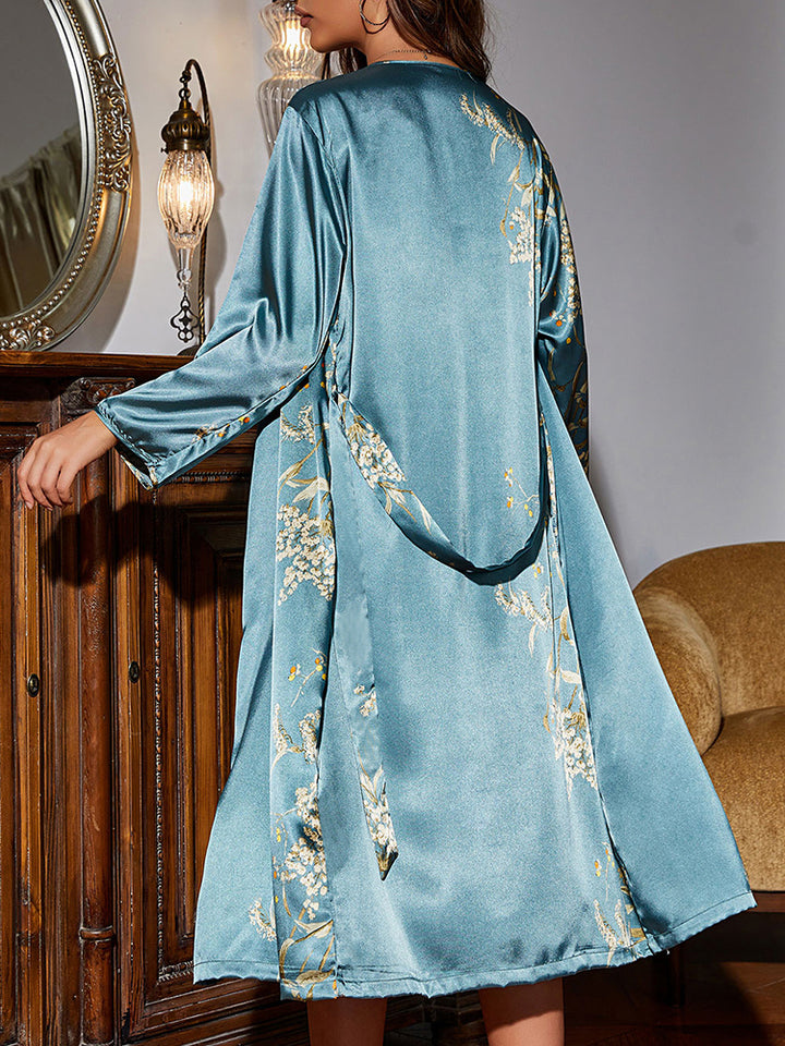 Women's 2 Piece Sexy Exquisite Satin Suspender Nightgown with Robe