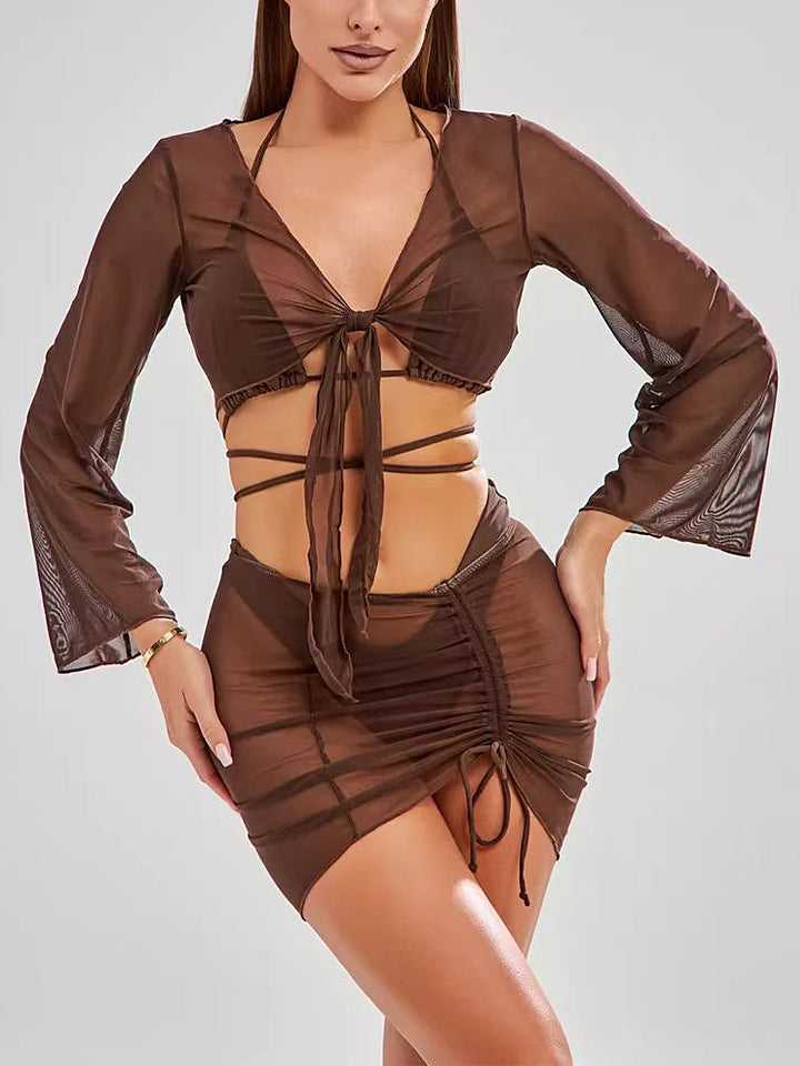 Women's Sexy Solid Color Bikini Set - 3-Piece Padded Swimwear