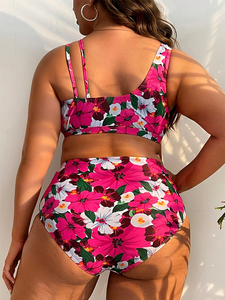 Sexy Floral Print Bikini Set - 2-Piece Open Back Swimsuit