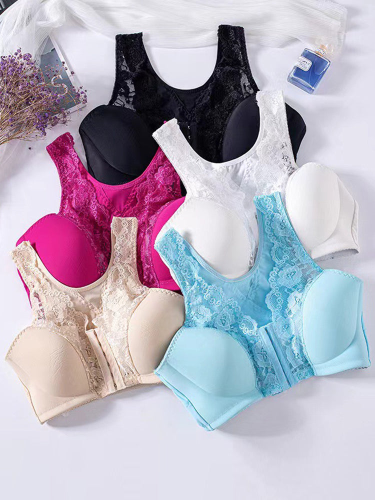 Upgraded Breathable Lace Front Close Wireless Bra with Padded