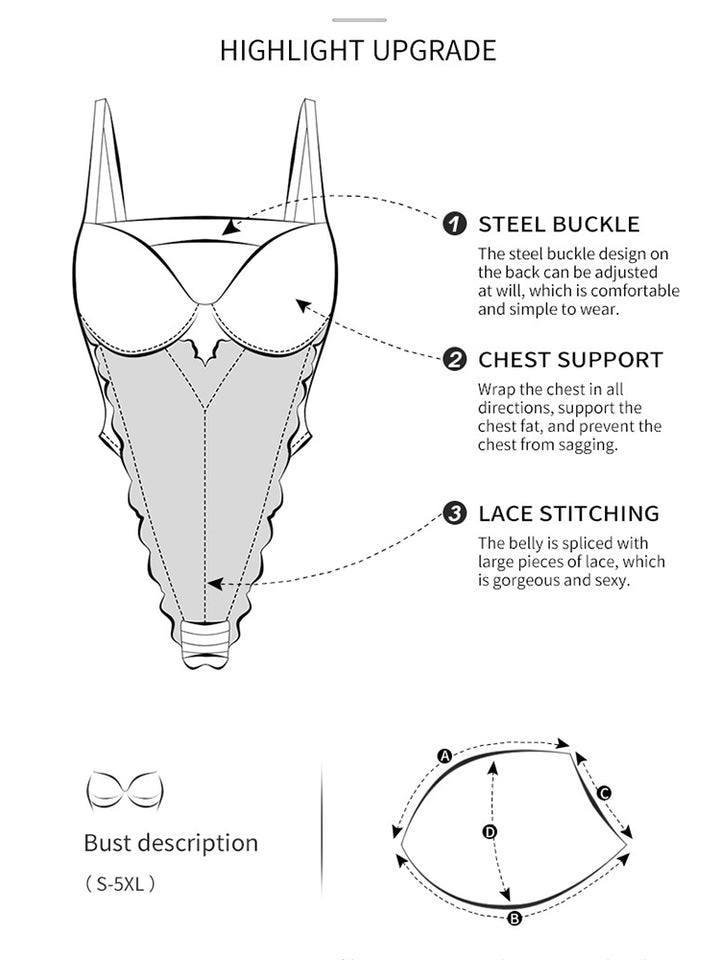 Breathable Lace Waist Compression Camisole Bodysuit