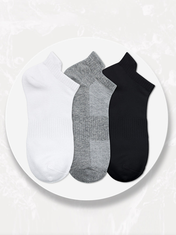 6 Pairs of Solid Color Casual Short Cotton Sports Socks