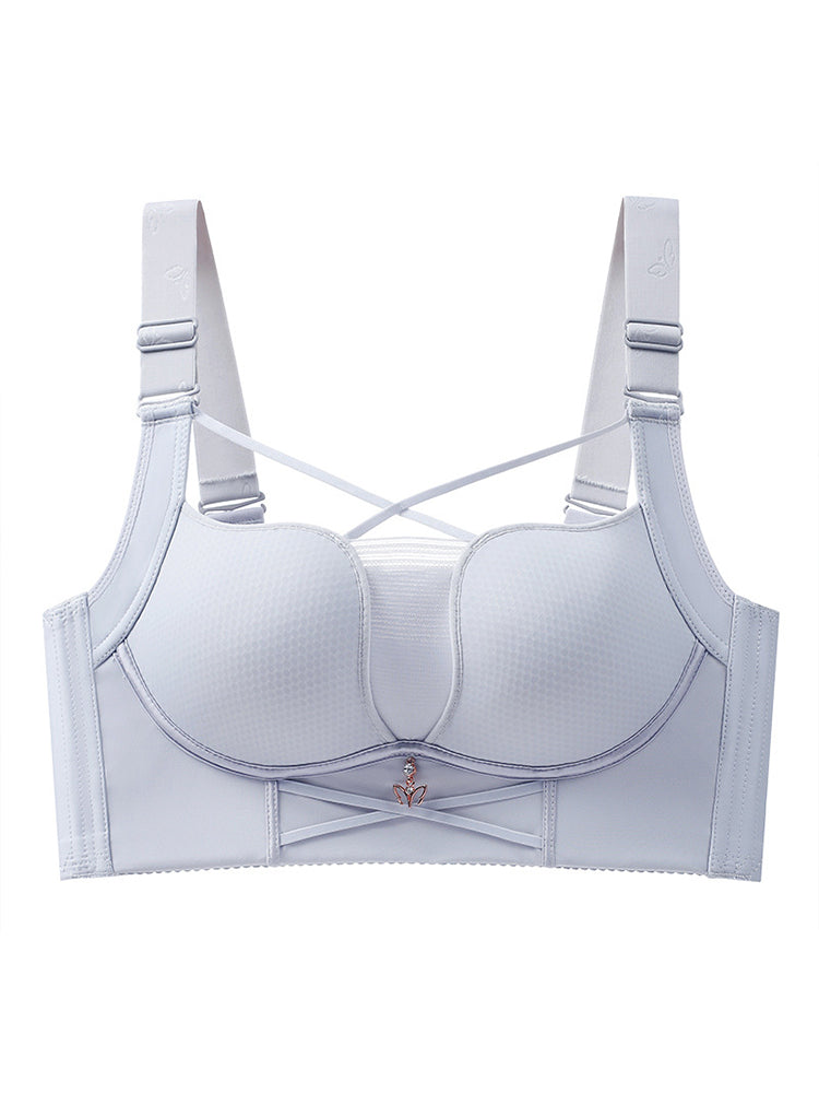 Unlined U-Shaped Back Wireless Minimizer Bra with Wide Straps