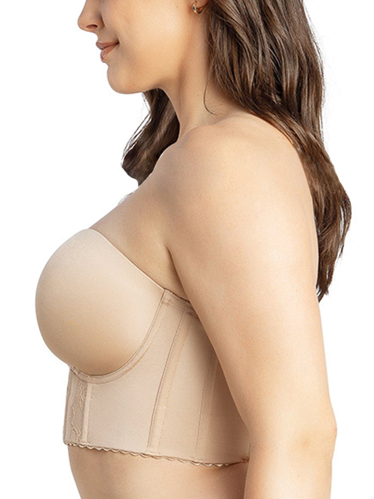 Women Strapless Longline Push Up Underwire Bra