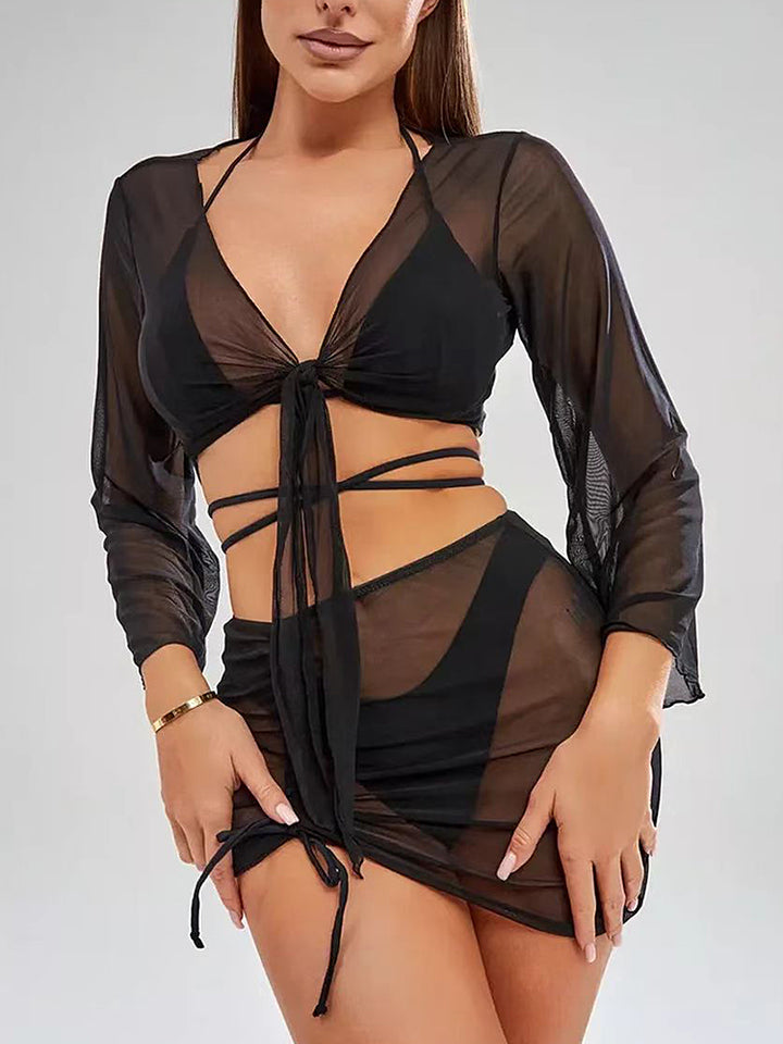 Women's Sexy Solid Color Bikini Set - 3-Piece Padded Swimwear