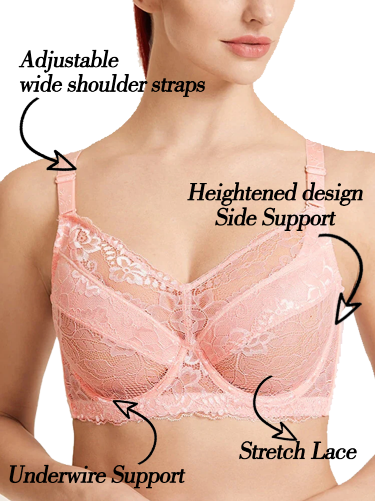 Lace Jacquard Underwire See Through Non Padded Bra