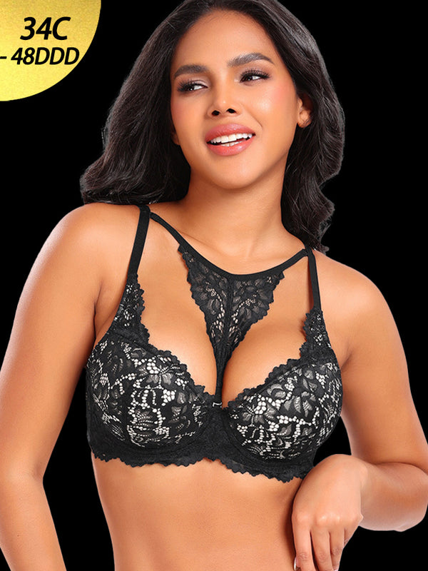 Plus Size Lace Push-Up Bra - Supportive Underwire Lingerie for Women