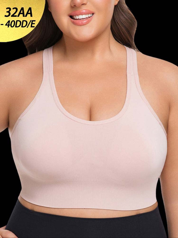 Plus-Size Seamless Sports Bra – Breathable Comfort & Stylish Crisscross Back Design