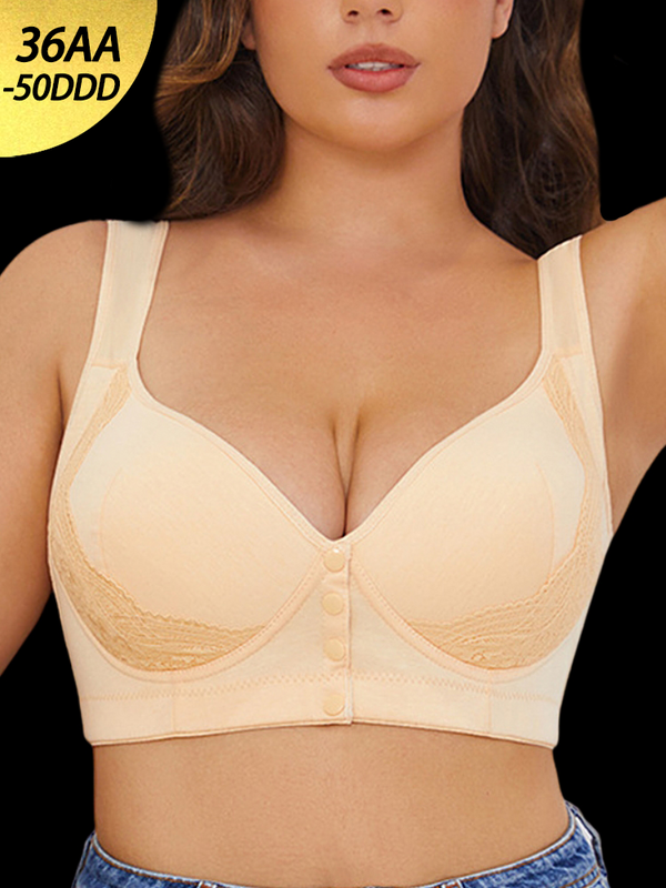 Lace Front Closure Bra - Plus Size Support & Wirefree