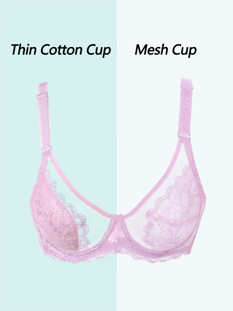 Sexy Lace Mesh Deep V-neck Push-up Bra