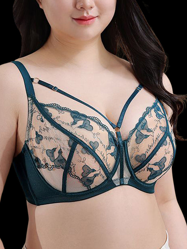 Thin Lace Embroidered Bra Underwire Bra - Side Support Lift with Shaping