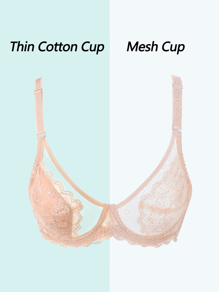 Sexy Lace Mesh Deep V-neck Push-up Bra