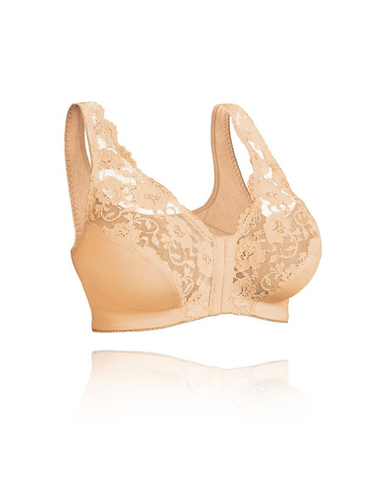 Breathable Lace Front Close Wire-free Bra