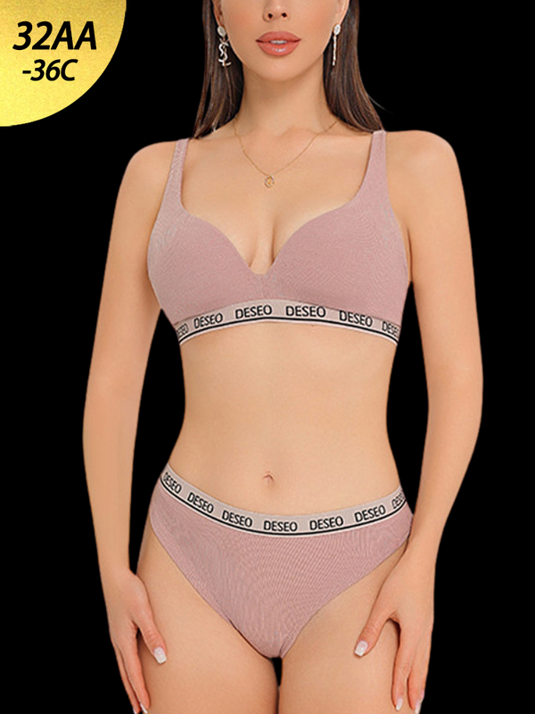 Women's Cotton Sports Bra Wirefree Seamless Push-up Set