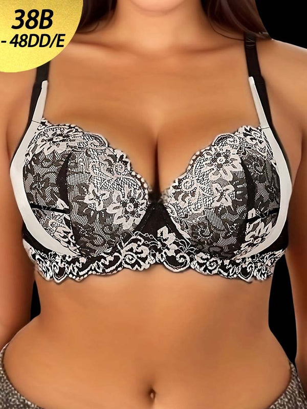 Plus-Size Lace Underwire Bra – Sexy Lift & Pure-Desire Style