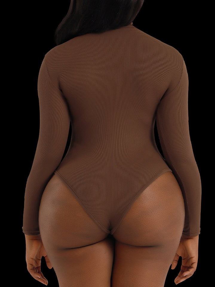 High-Neck Long Sleeve Thermal Bodysuit for Women