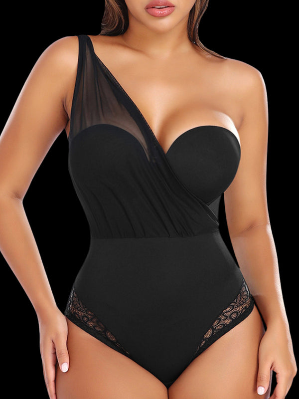 Women's Single Shoulder Push-Up One-Piece Lingerie - Body Shaping & Tummy Control