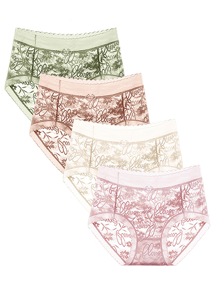 4-Pack Women Breathable Sexy Lightweight Soft Hipster Panties