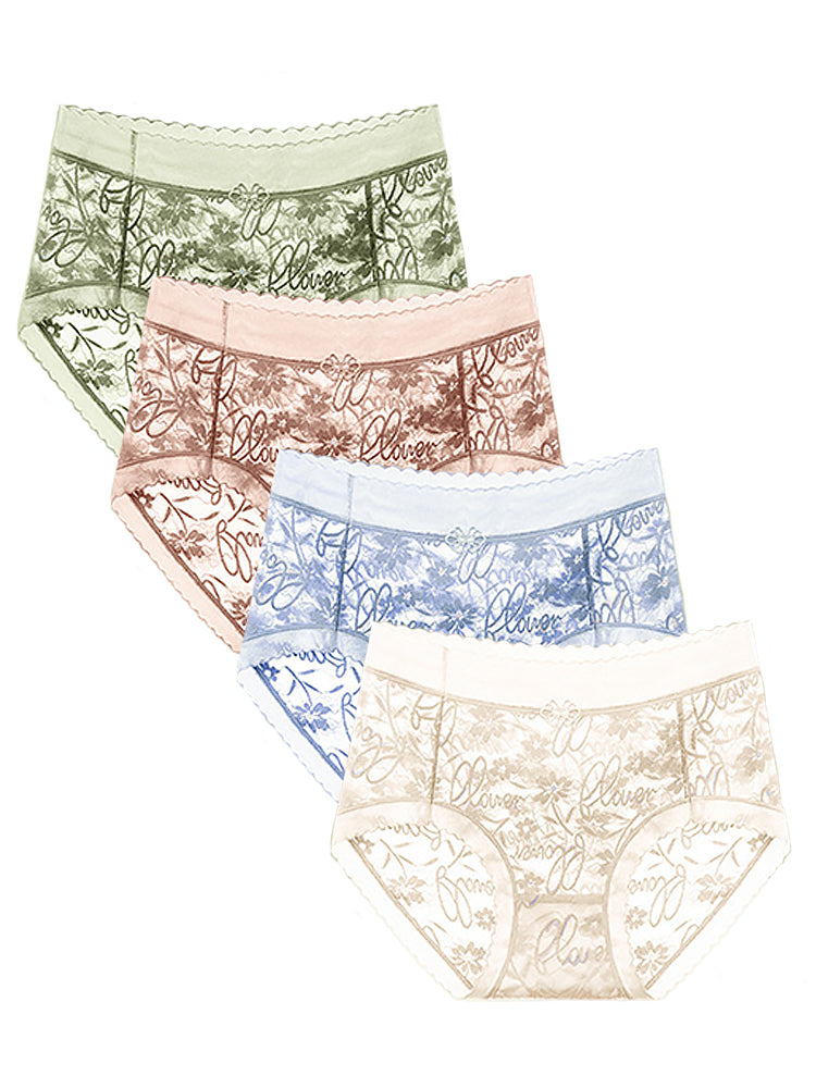 4-Pack Women Breathable Sexy Lightweight Soft Hipster Panties