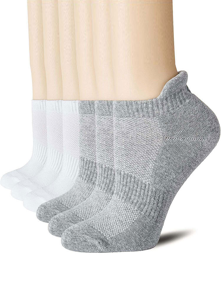 6 Pairs of Solid Color Casual Short Cotton Sports Socks