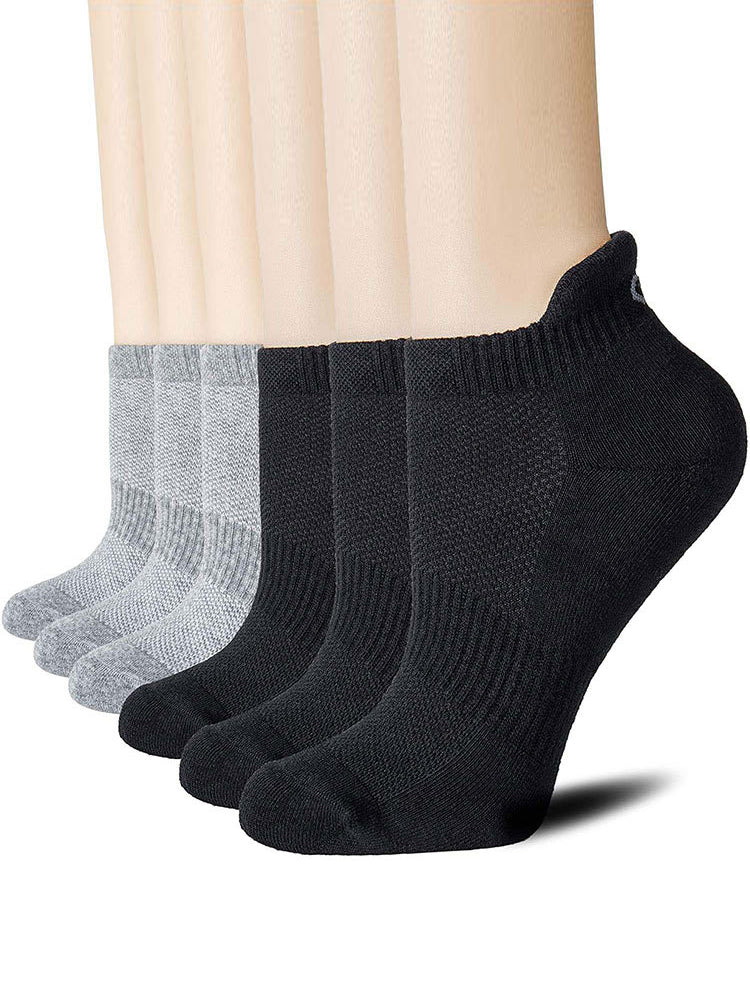 6 Pairs of Solid Color Casual Short Cotton Sports Socks