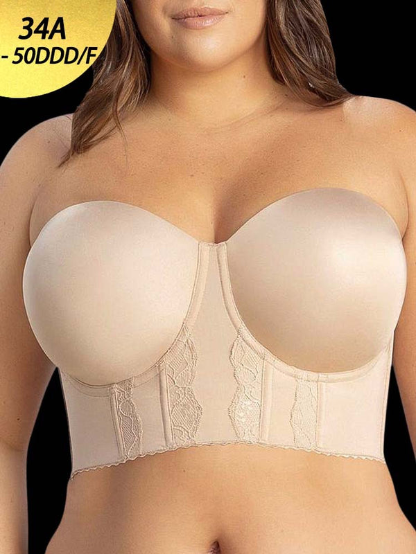 Plus-Size Lace Seamless Underwire Bra – Breathable Lift & Side Support