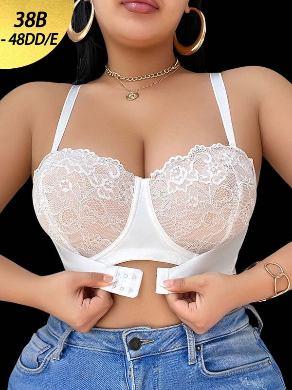 Plus-Size Lace Front-Closure Underwire Bra – Elegant Lift & Everyday Confidence
