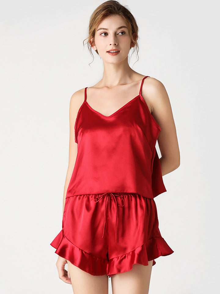 Women's V-Neck Satin Sleep Camisole Sexy Pajama Sets