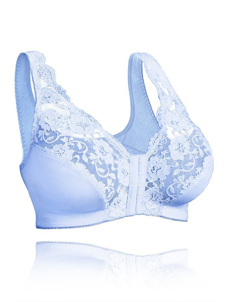 Breathable Lace Front Close Wire-free Bra
