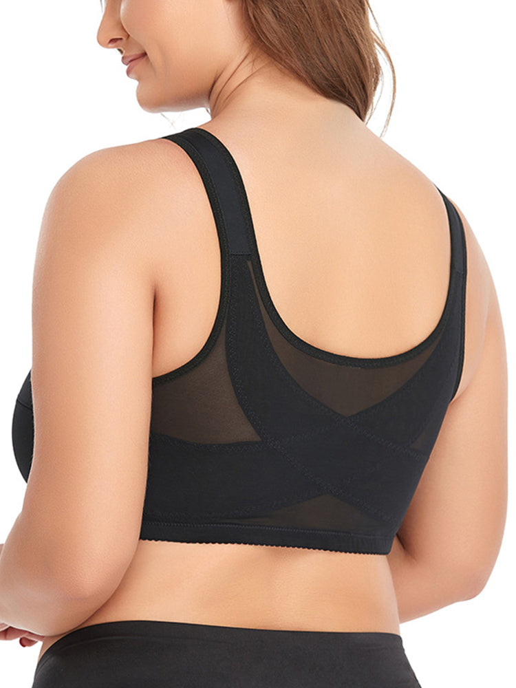 Lace Thin Front Closure Wire-free Back Support Posture Bra