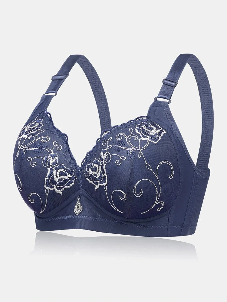Women's Floral Wireless Light Full Cup Push Up Bra
